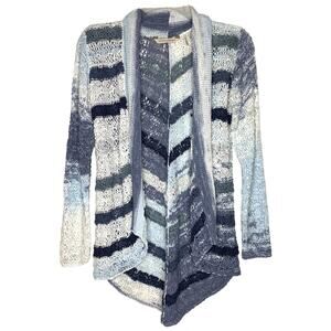 Soft Surroundings Crochet Striped Lightweight Cardigan Sweater XS